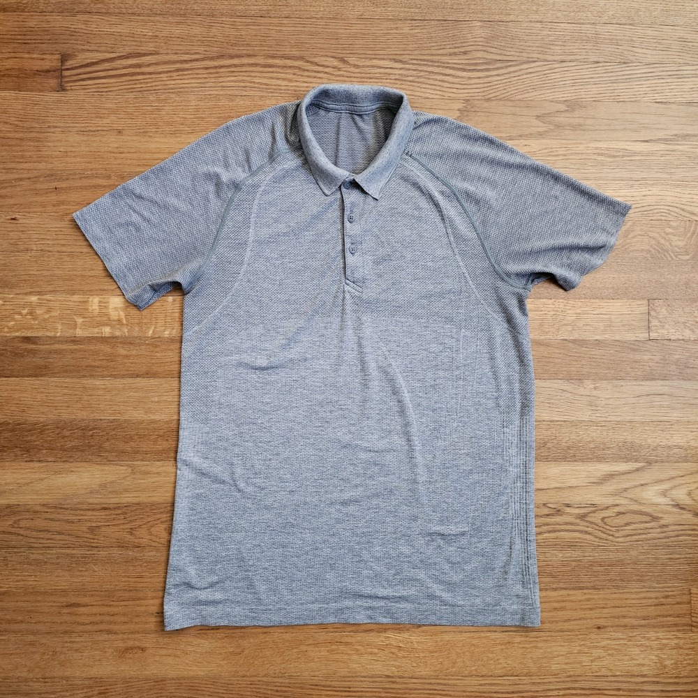Lululemon Metal Vent Tech Polo Shirt Men's Medium Gray
